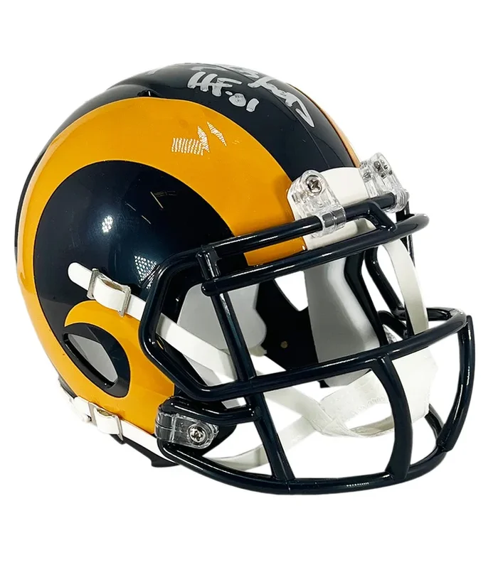 Jack Youngblood Signed HOF 01 Inscription Los Angeles Rams 1981-99 Throwback Speed Mini Football Helmet (JSA)