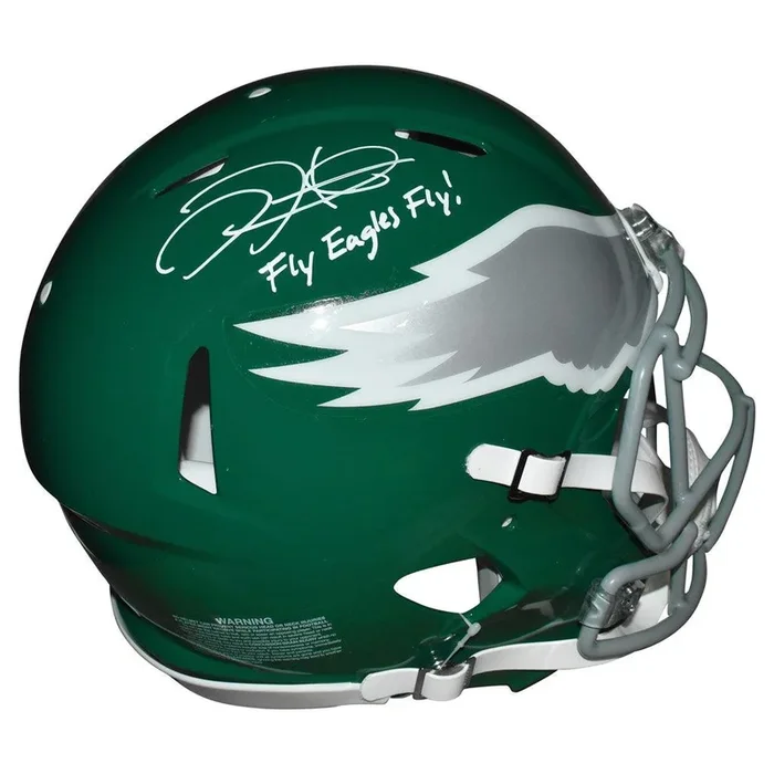 Jalen Hurts Signed Fly Eagles Fly Inscription Philadelphia Eagles Authentic Speed Full-Size 1985-95 Throwback Football Helmet (JSA)