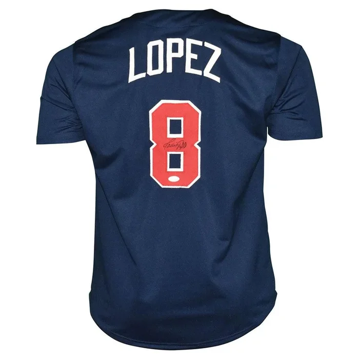 Javy Lopez Signed Atlanta Navy Baseball Jersey (JSA)