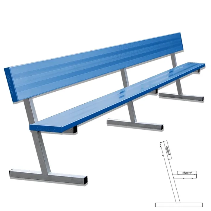 Jaypro Player Bench with Seat Back – 15 ft. – Portable (Powder Coated)