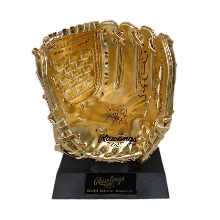 Jim Edmonds Autographed Mini Gold Rawlings Baseball Glove (JSA)