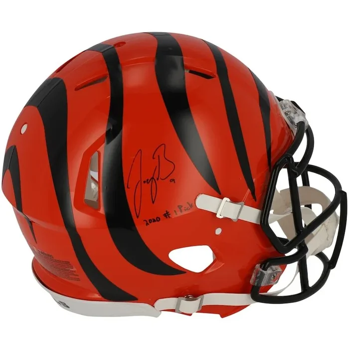 JOE BURROW Autographed “2020 #1 Pick” Cincinnati Bengals Speed Authentic Helmet FANATICS