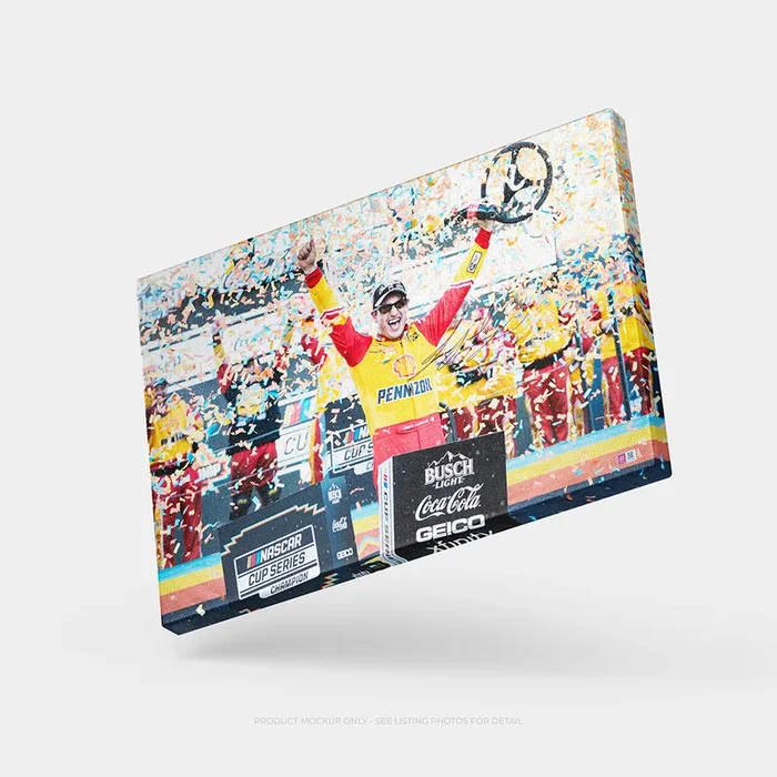 Joey Logano Signed 2022 NASCAR Championship 20×30 Victory Lane Canvas