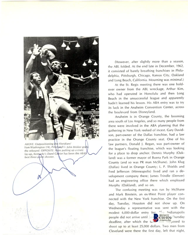 John Brisker Autographed 7.5×9 Magazine Page Photo Pittsburgh Condors Beckett BAS #C01929