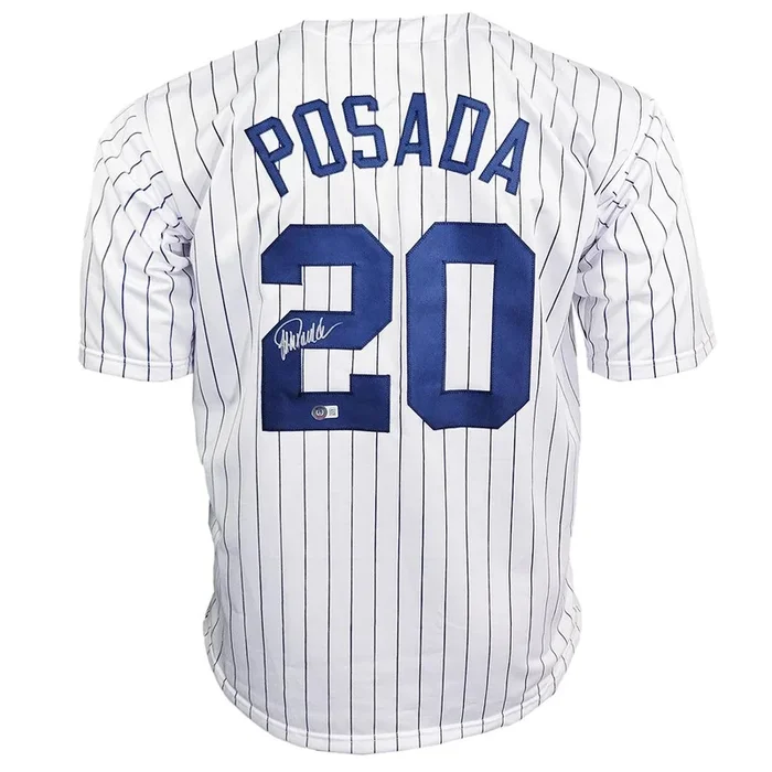 Jorge Posada Signed New York Pinstripe Baseball Jersey (Beckett)