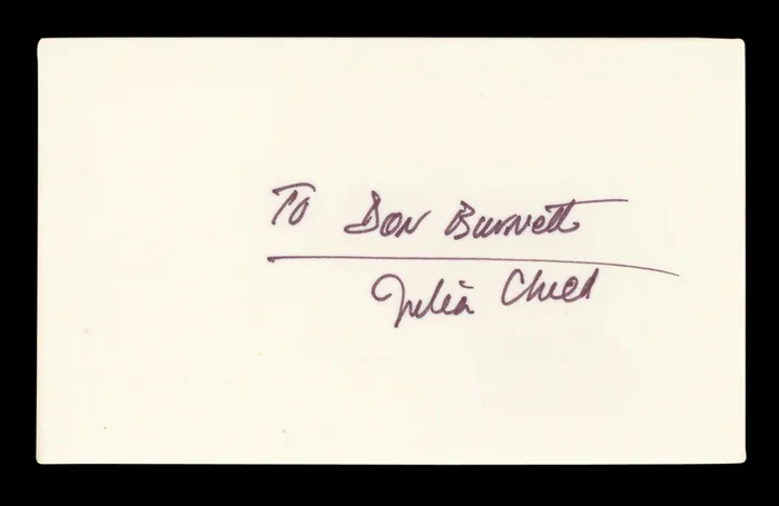 Julia Child Television Host “To Don Burnett” Signed 3×5 Index Card BAS #AD70365