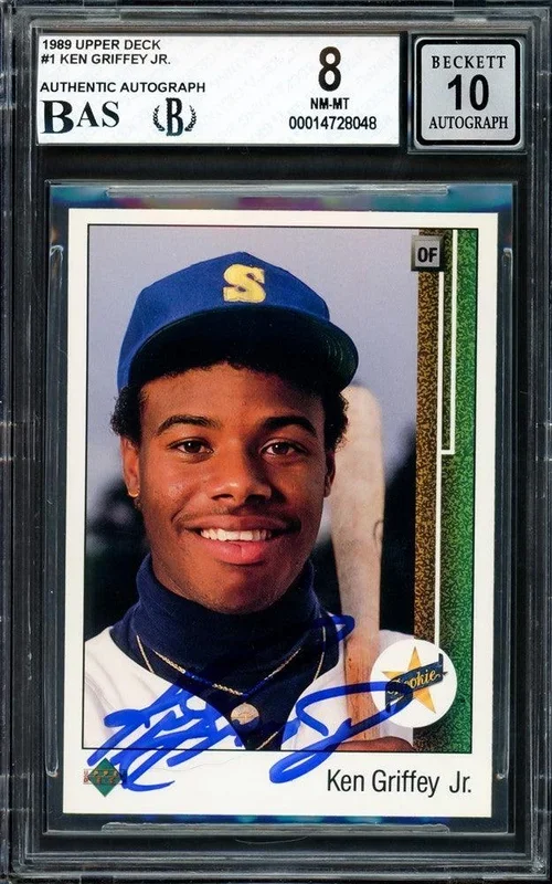 Ken Griffey Jr. Autographed 1989 Upper Deck Rookie Card #1 Seattle Mariners BGS 8 Auto Grade Gem Mint 10 Beckett BAS #14728048