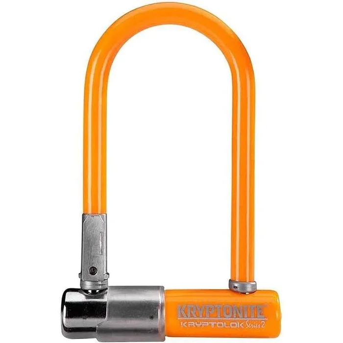Krypto Series 2 Mini-7 Bike U-Lock – 3.25 x 7″, Keyed, Orange, Includes bracket