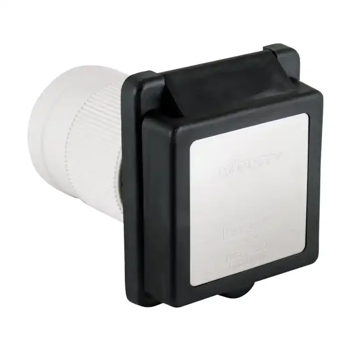 Marinco 50Amp 125V/250V Black Inlet with Stainless Steel Trim