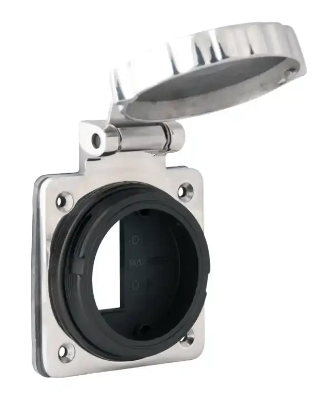 Marinco ELCI Stainless Steel Inlet 30A 125V with Breaker Housing