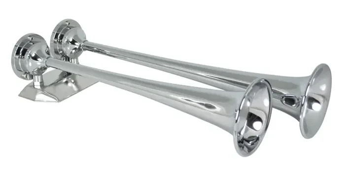 Marinco Heavy Duty Marine Dual Trumpet Deck Air Horn (24-Volt – Chrome)
