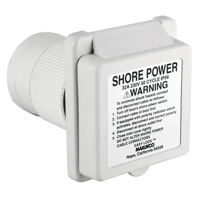 Marinco Square Power Inlet 32A 220V White