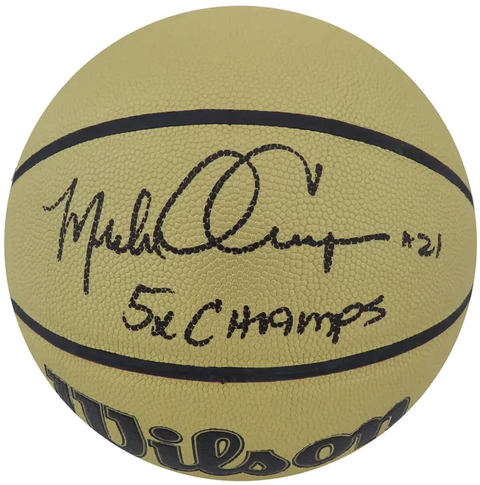 Michael Cooper Signed Wilson Gold NBA Basketball w/5x Champs