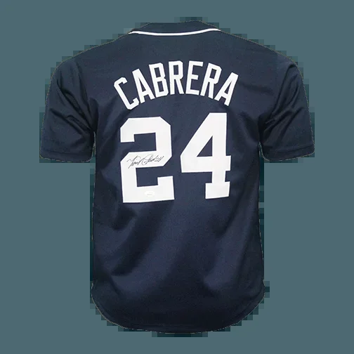 Miguel Cabrera Autographed Detroit Pro Style Baseball Jersey Navy (JSA)