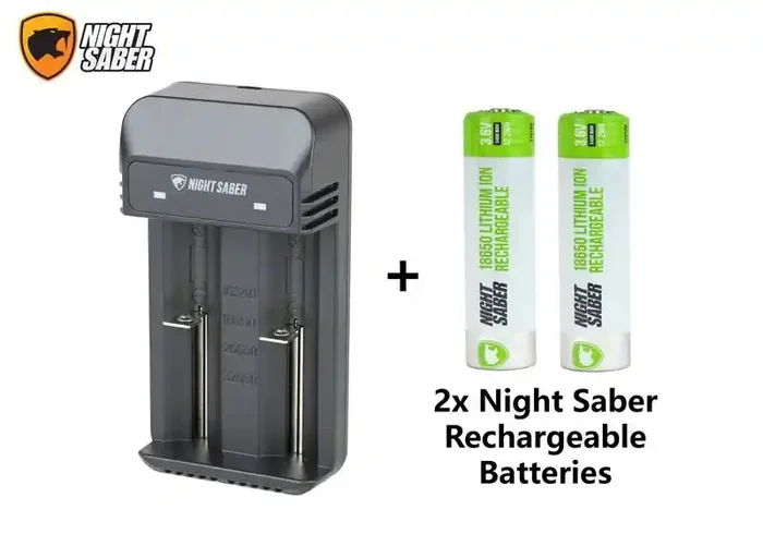 Night Saber G2 2-Cell Portable Battery Charger with 18650 Rechargeable Batteries