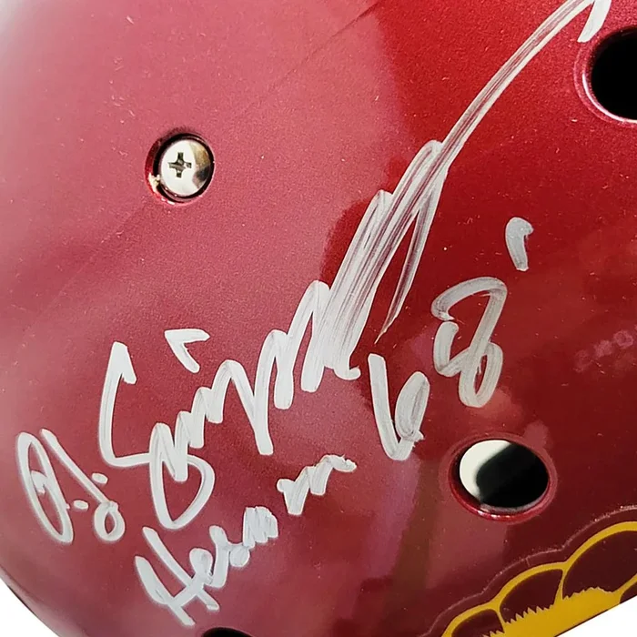 OJ Simpson Signed Hesiman 68 Inscription USC Trojans Authentic Schutt Full-Size Football Helmet (JSA)