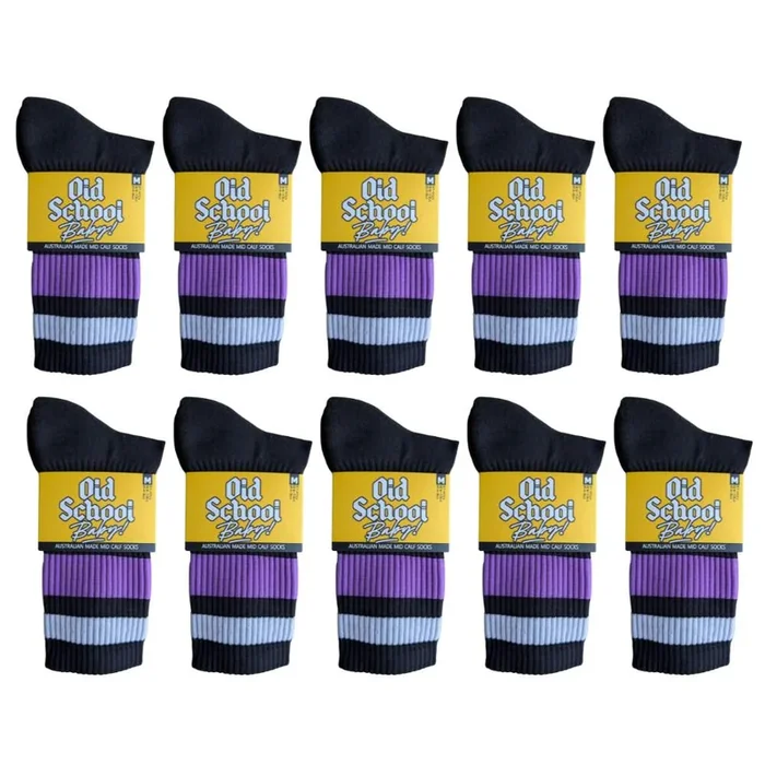 Old School Baby! Team Purple Mid High Skate Socks – 10 Pack