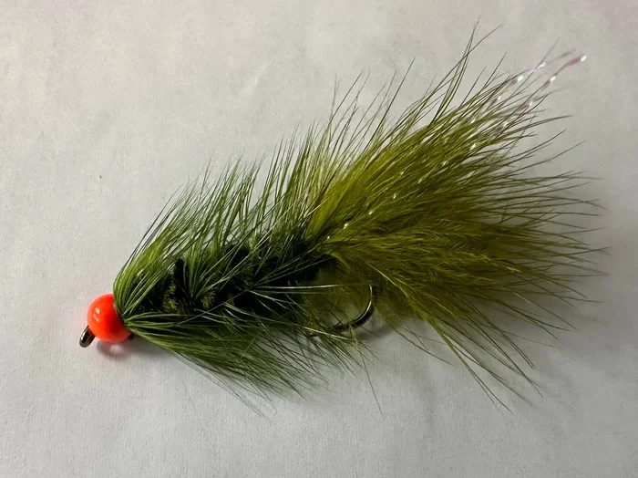 Orange Tungsten Bead Wooly Bugger – Olive #6