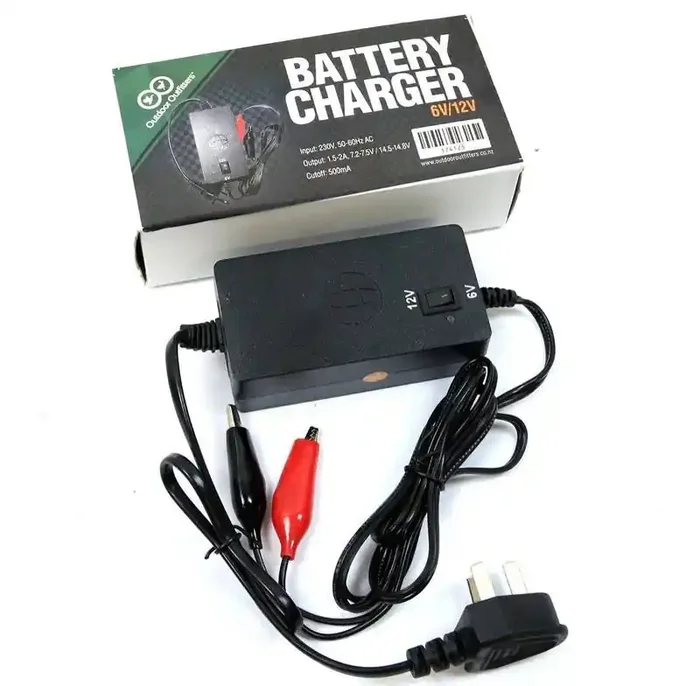 Outdoor Outfitters Battery Charger with Indicator Light 6V-12V Multi