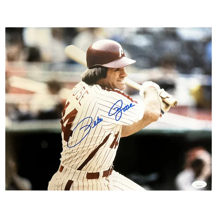 Pete Rose Signed Philadelphia Pose 4 Baseball 11×14 Photo (JSA)