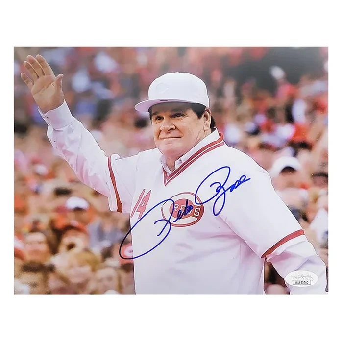 Pete Rose Signed Waving 8×10 Baseball Photo (JSA)