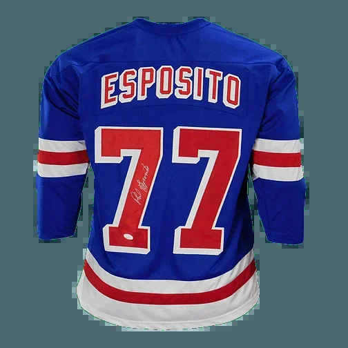 Phil Esposito Signed New York Blue Hockey Jersey (JSA)
