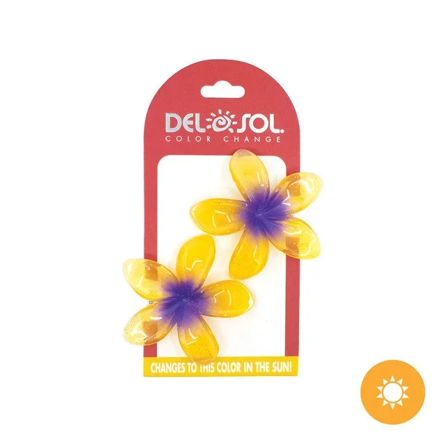 Plumeria Hair Clip UV Purple Yellow