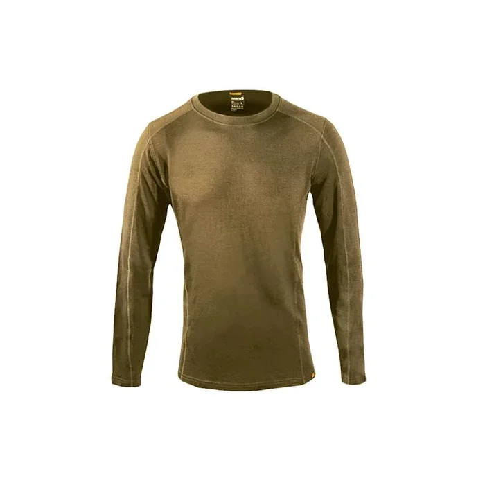 Point 6 Men’s Base Layer Long Sleeve Mid-Weight Crew Neck Top | Tan