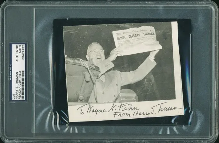 President Harry Truman Authentic Signed 4.5X5.25 Cut Autographed PSA/DNA Slabbed