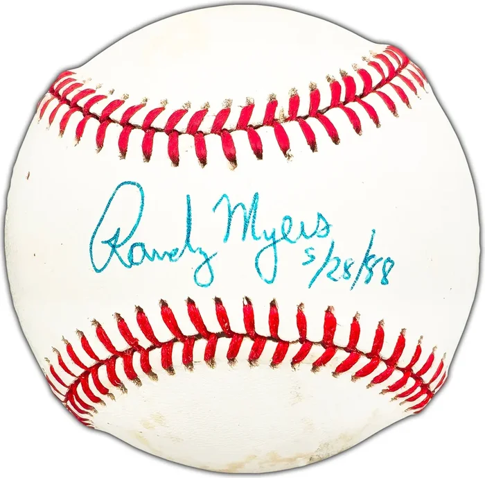 Randy Myers Autographed Official NL Baseball New York Mets, Cincinnati Reds “5/28/88” Beckett BAS #BK44377