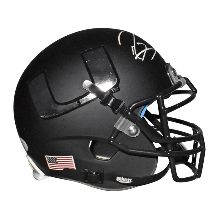 Ray Lewis Signed Miami Hurricanes Mini Schutt Replica Black Football Helmet (JSA)