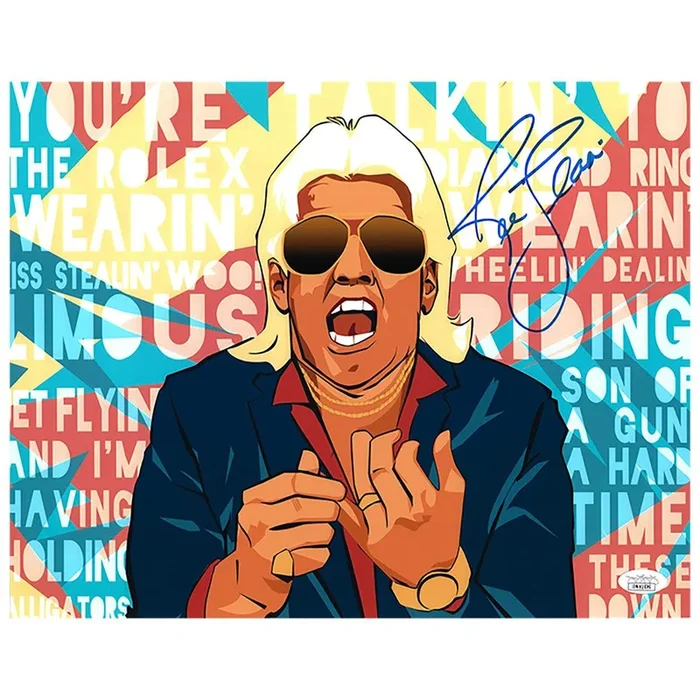 Ric Flair Signed 11×14 Animated Wrestling Photo (JSA)