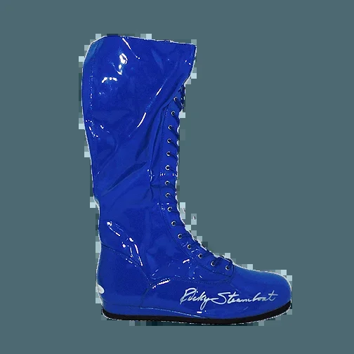 Ricky Steamboat Autographed Pro Wrestling Full-Size Boot Blue (JSA)