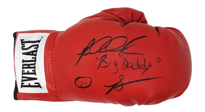 Riddick Bowe Signed Everlast Red Boxing Glove w/Big Daddy