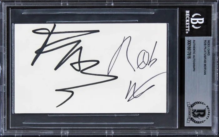 Rob Pilatus & Fab Morvan Milli Vanilli Signed 3×5 Index Card BAS Slabbed