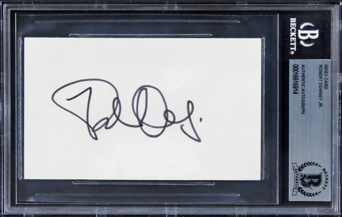 Robert Downey Jr Iron Man Authentic Signed 3×5 Index Card BAS Slabbed