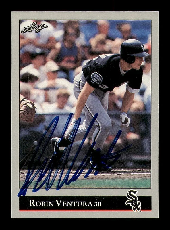 Robin Ventura Autographed 1992 Leaf Card #17 Chicago White Sox SKU #184663