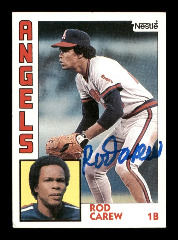 Rod Carew Autographed 1984 Topps Nestle Card #600 California Angels SKU #186668