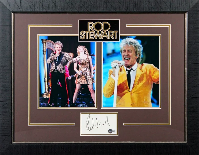 Rod Stewart Authentic Signed 3×5 Index Card Framed Display Autographed BAS