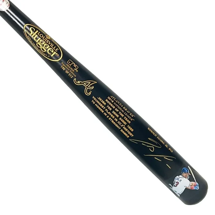 Ronald Acuna Jr Signed Signature Series Louisville Slugger Official MLB Black Baseball Bat (JSA)