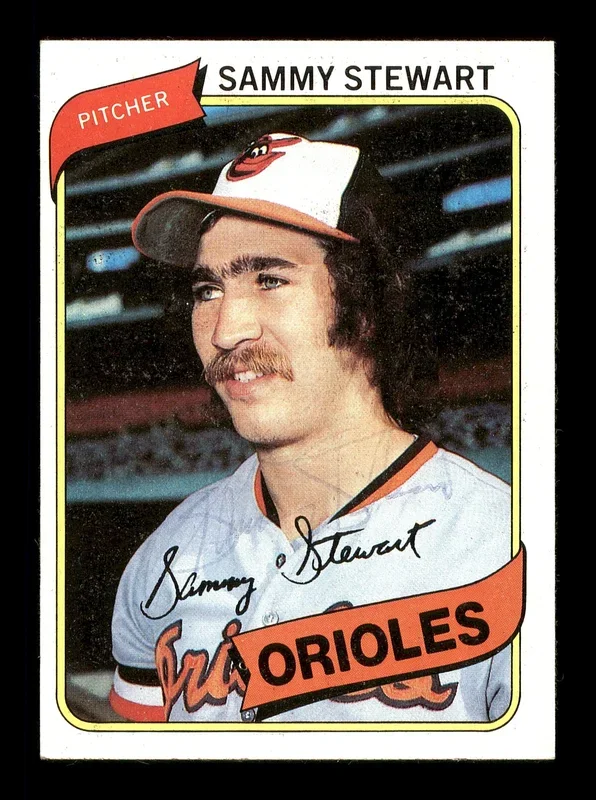 Sammy Stewart Autographed 1980 Topps Card #119 Baltimore Orioles SKU #166466
