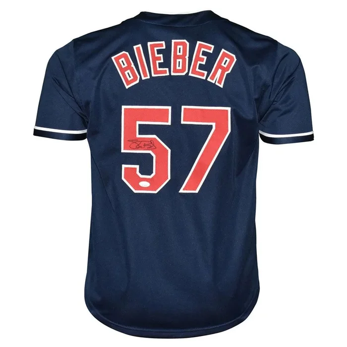 Shane Bieber Signed Cleveland Blue Baseball Jersey (JSA)