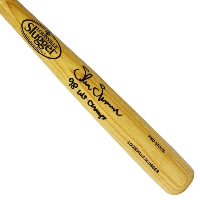 Shane Spencer Signed 98 WS Champs Inscription Louisville Slugger Official MLB Blonde Baseball Bat (JSA)
