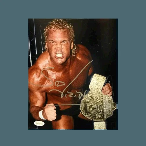 Sid Vicious Pro Wrestling Autographed 8 x 10 Photo With Championship Belt (JSA)