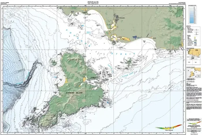 South Island NZ Tasman Bathymetric Chart