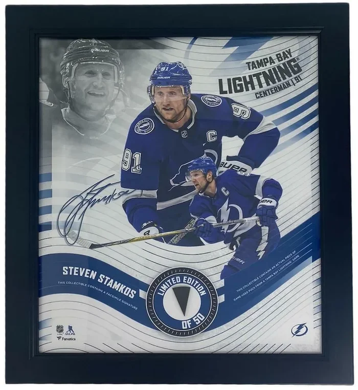 Steven Stamkos Framed Tampa Bay Lightning 15 ” x 17 ” Game Used Puck Collage LE 50
