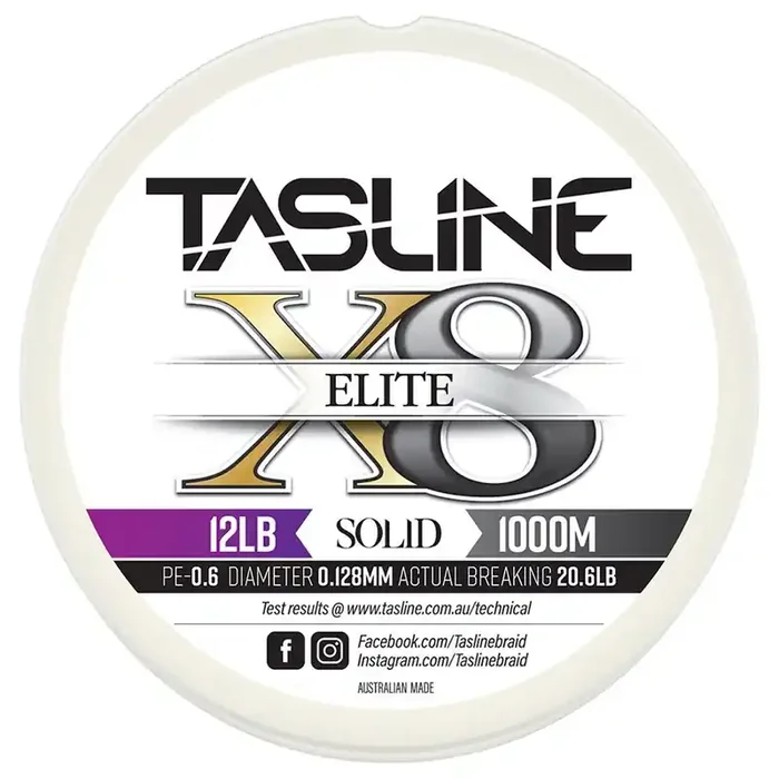 Tasline Elite White X8 Pure Solid Braid 1000m