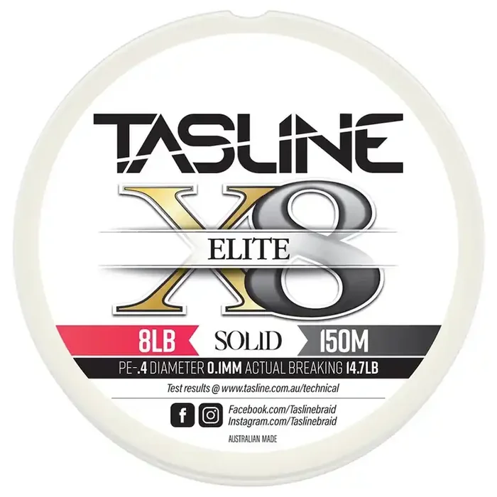 Tasline Elite White X8 Pure Solid Braid 150m