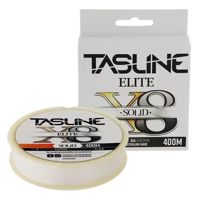 Tasline Elite White X8 Pure Solid Braid 400m