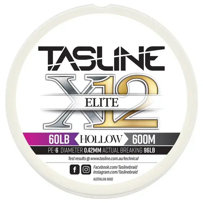 Tasline Elite X12 Pure Hollow Core Braid 600m